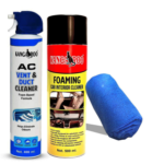Kangaroo® Car AC Vent & Duct Cleaner 400 ml with Foaming Car Interior Cleaner Spray 500 ml and 1 Microfiber Towel (Total Car Interior Care)