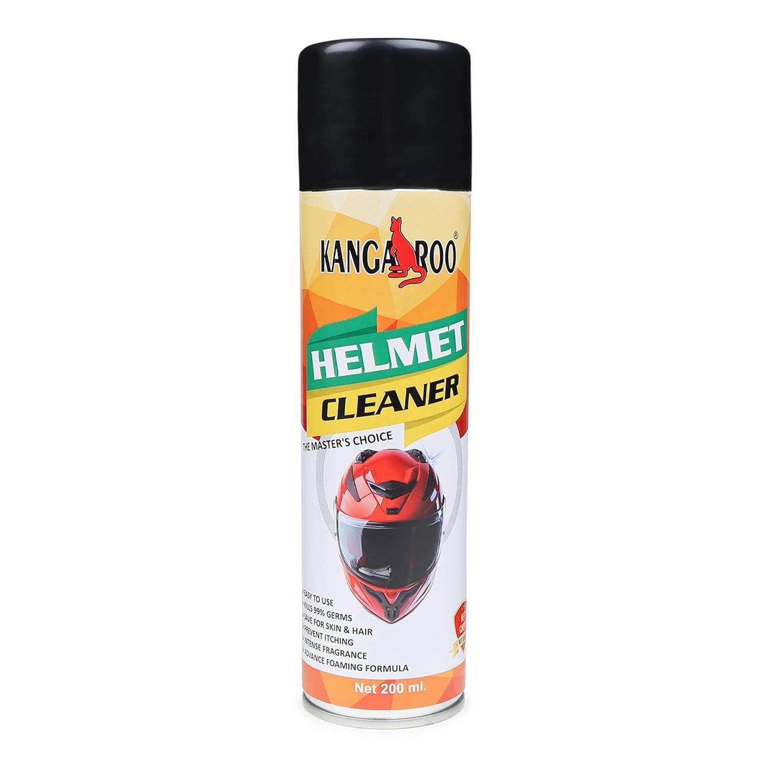 61fIhiIBi-L._SL1500_ Kangaroo Helmet Cleaner Spray - 200 ml Quick Dry | Anti-Bacterial Formula Foaming Helmet Cleaner Spray, Safe For Skin & Hair - Deep Cleans Helmet Interior & Removes Bad Odor | Extend Helmet Lifespan - Image 1