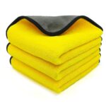 KANGAROO Multipurpose Microfiber Cloth, 40 x 40 cm, 600 GSM, Pack of 3, Yellow/Grey