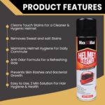 Helmet Cleaner Spray - 200 ml With Microfiber Cloth Quick Dry | Anti-Bacterial Formula Foaming | Safe For Skin & Hair - Deep Cleans Helmet Interior & Removes Bad Odor | Extend Helmet Lifespan - Image 3
