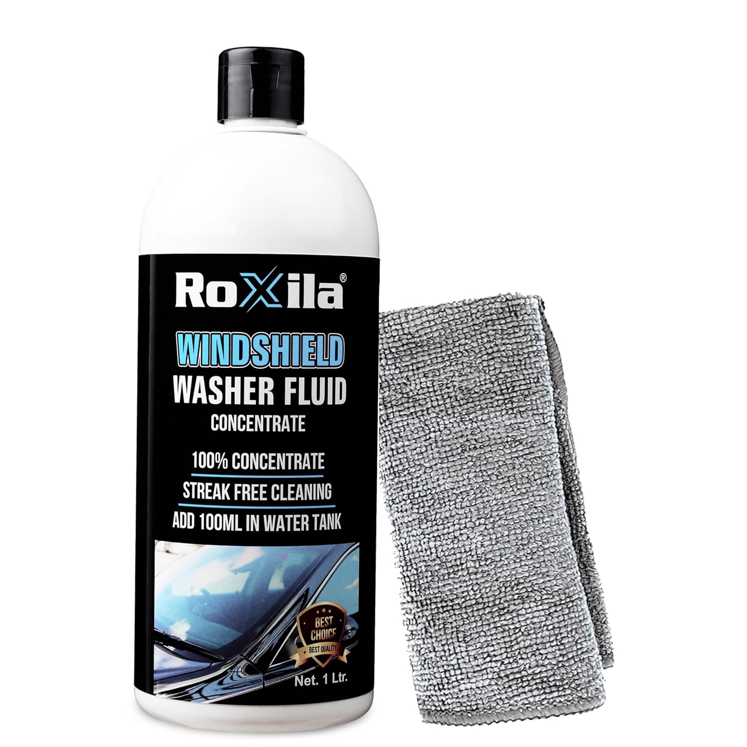815M53x87TL._SL1500_ Windshield Washer Fluid for Car (1 liter) with Microfiber Cloth – Car Windshield Cleaner Concentrate Streak-Free Cleaning Lubricates Glass Cleaner Wiper, Prevents Scratches - Image 1
