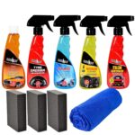 Kangaroo® Premium Large Car Care Kit Contains Car Shampoo | Tyre Dresser | Glass Cleaner | Interior Cleaner | Trim Restorer Each 300 ml (All in One) Total Car Protection Kit