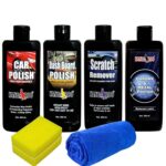 Kangaroo® Car Care Kit (Car Polish + Dashboard Polish + Scratch Remover + Chrome Metal Polish) 200 ML Each + 2 Sponge and 1 Microfiber Towel Fast and Easy to Use X3
