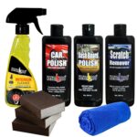Kangaroo® New Car Care Kit Interior Cleaner 300 ml, Car Polish, Dashboard Polish, Scratch Remover 200 ml Each 3 Foam Applicator and 1 Micro Fiber Towel - Save Your TIME and Money to FIND Separately