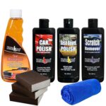 Kangaroo® New Car Care Kit Car Shampoo 300 ml, Car Polish, Dashboard Polish, Scratch Remover 200 ml Each 3 Foam Applicator and 1 Micro Fiber Towel - Save Your TIME and Money to FIND Separately
